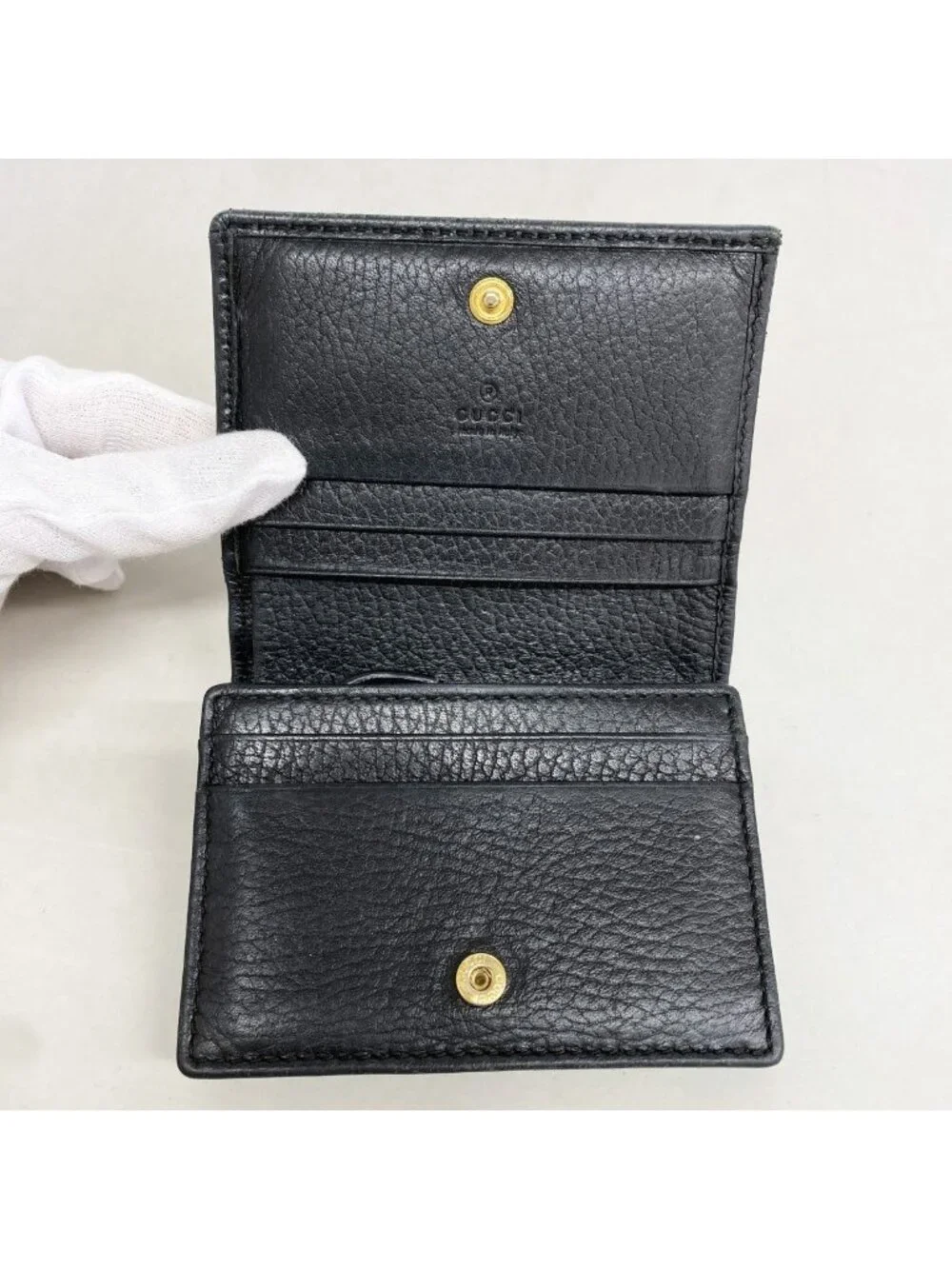 Gucci Wallet GG Marmont Leather Black Gold